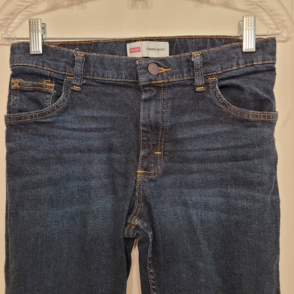 Wrangler Boys Classic Bootcut Jeans  Deep Indigo Dark Wash Sz 14 EUC - Picture 10 of 14